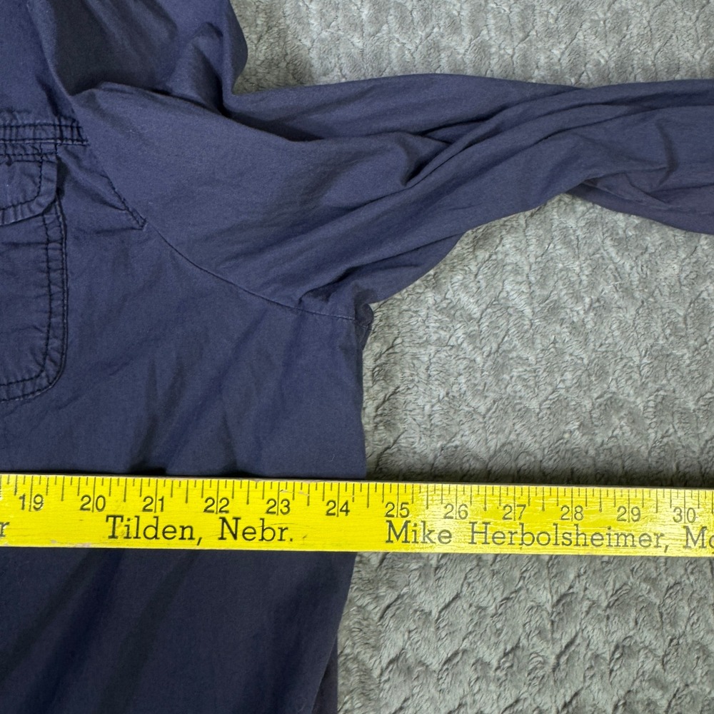Maurices Navy Blue Utility Jacket Button Front Roll Tab Sleeve Distressed - Picture 9 of 11